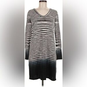 NIC+ZOE Black and White Striped Midi Dress size S NWT